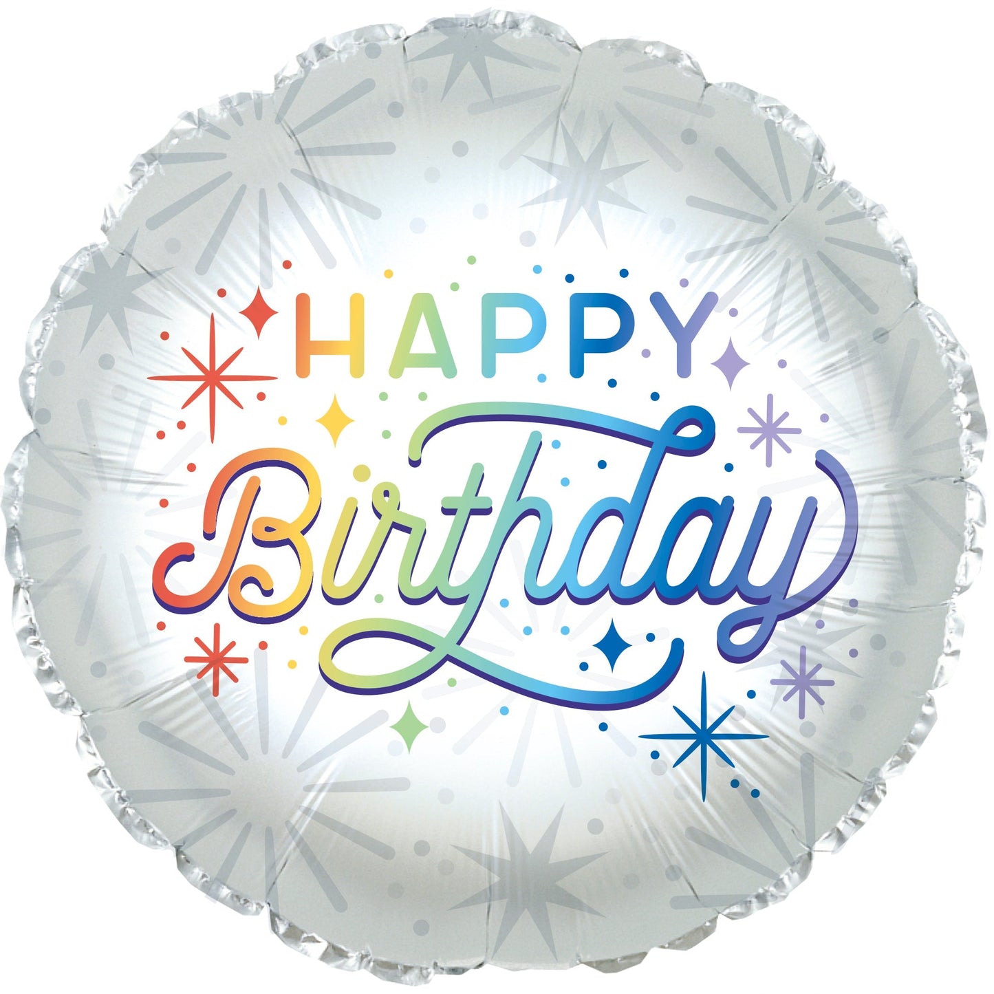 17" Happy Birthday Retro Rainbow Foil Balloon