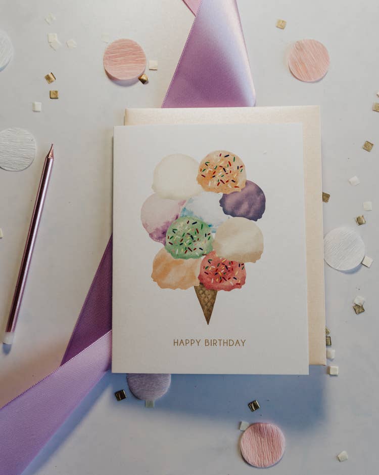 'Scoops of Joy' Ice Cream Birthday Greeting Card