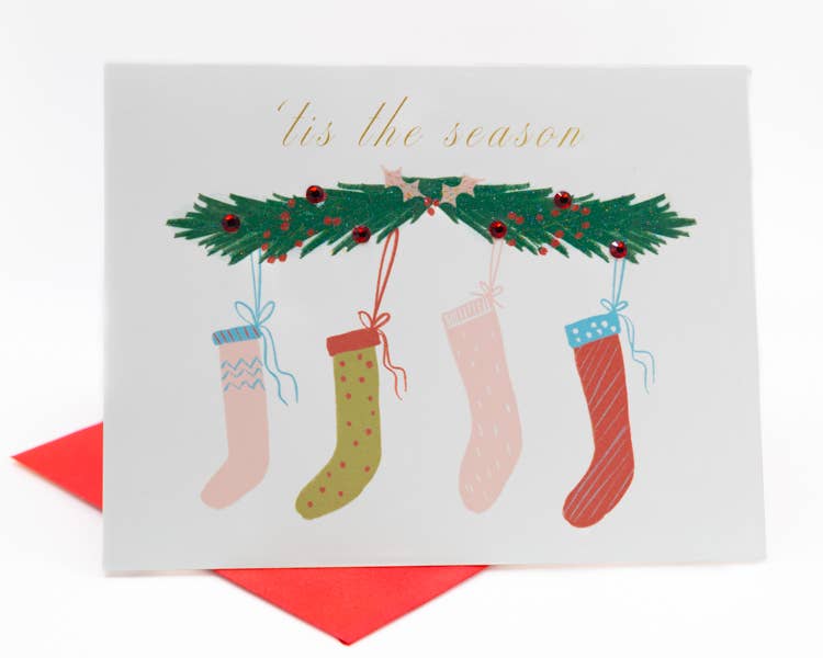 'Stockings of Joy' Festive Christmas Greeting Card