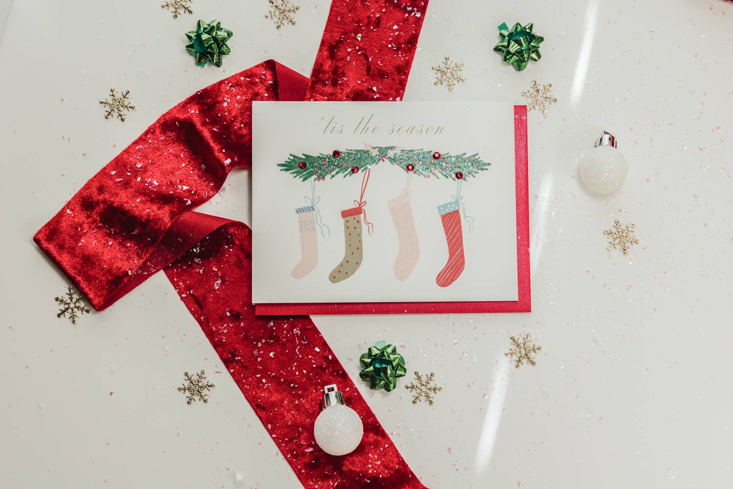 'Stockings of Joy' Festive Christmas Greeting Card