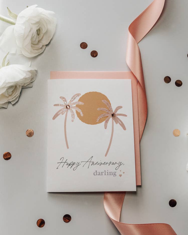 'Under the Palm Trees' Anniversary Greeting Card