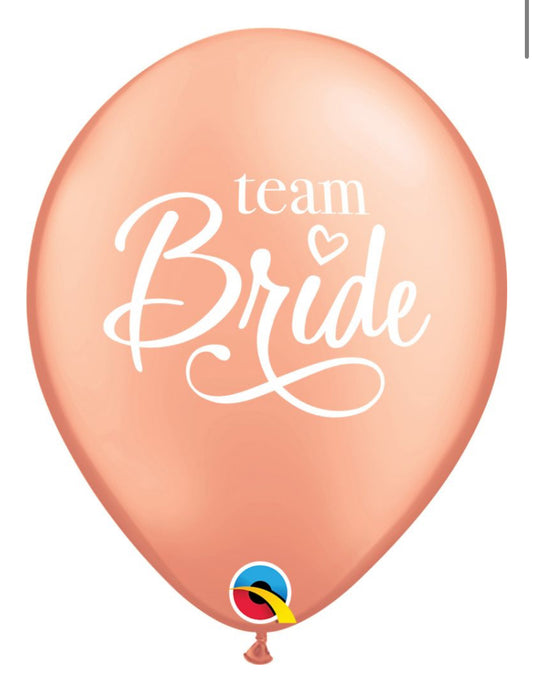 11"Team Bride Rose Gold Balloons
