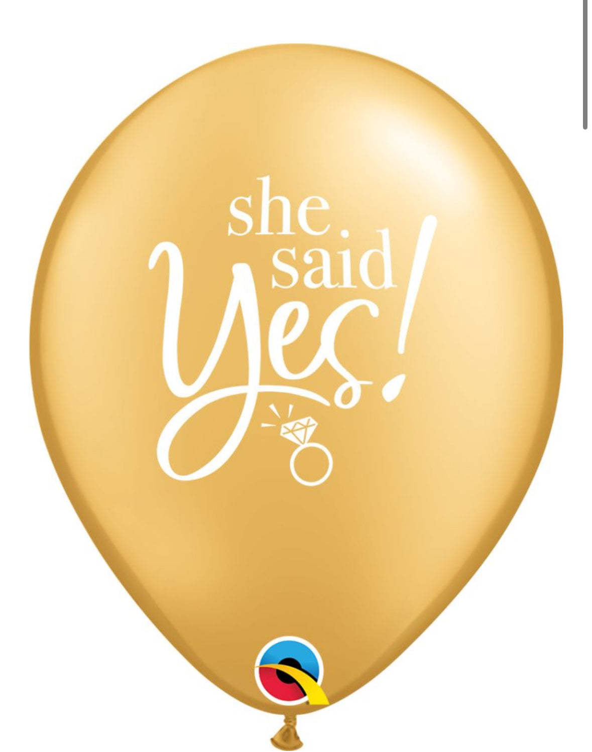 11" She Said Yes Gold Balloons