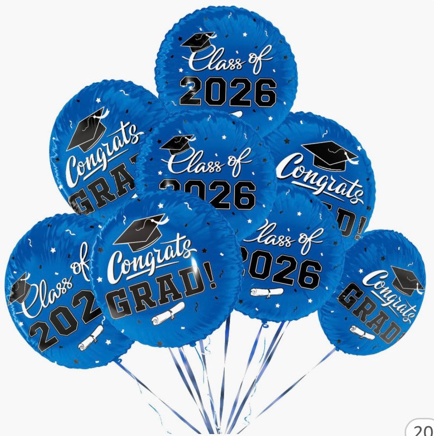 Graduation Bundle 12 Pieces: 18" Congrats Blue