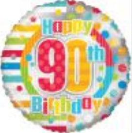 18" Happy 90th Birthday Dots & Lines Balloon