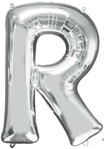 34" Silver Letter R Balloon