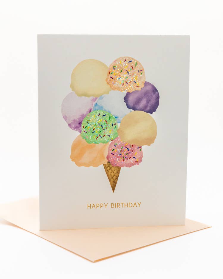 'Scoops of Joy' Ice Cream Birthday Greeting Card