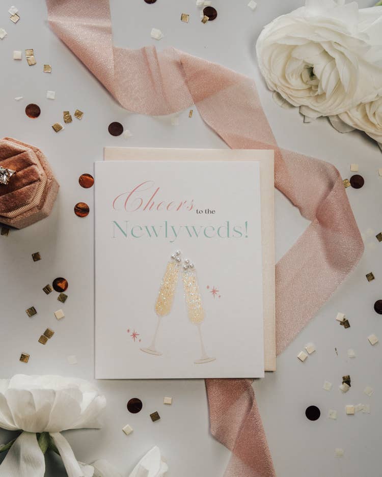 'Cheers to the Newlyweds' Wedding Greeting Card