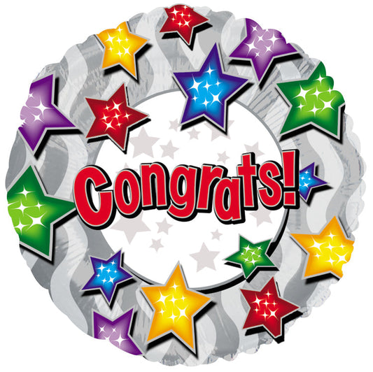 18" Congrats Stars On Stars Balloon