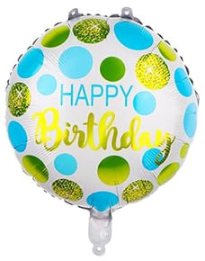 Happy Birthday - Blue and Gold Polka Dots
