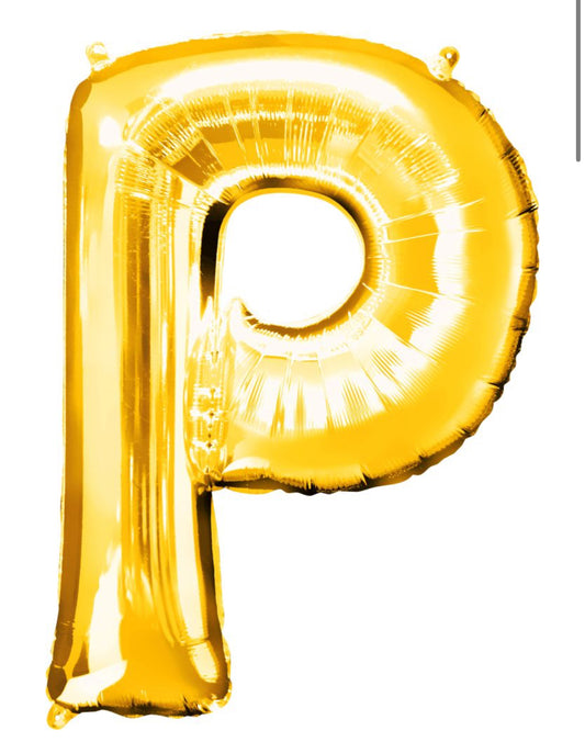 34" Gold Letter P Balloon