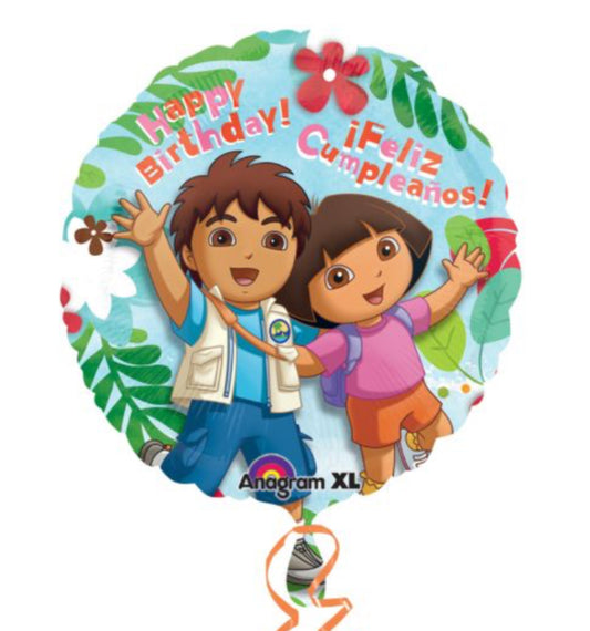 18” Dora & Diego B’Day Foil Balloon