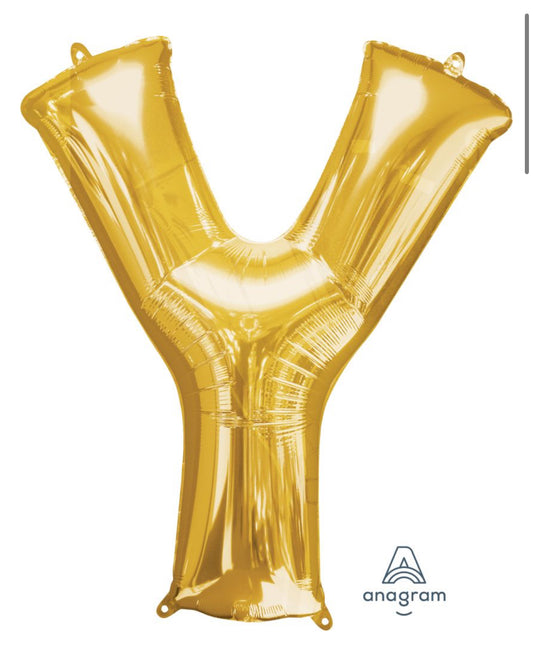 34" Gold Letter Y Balloon