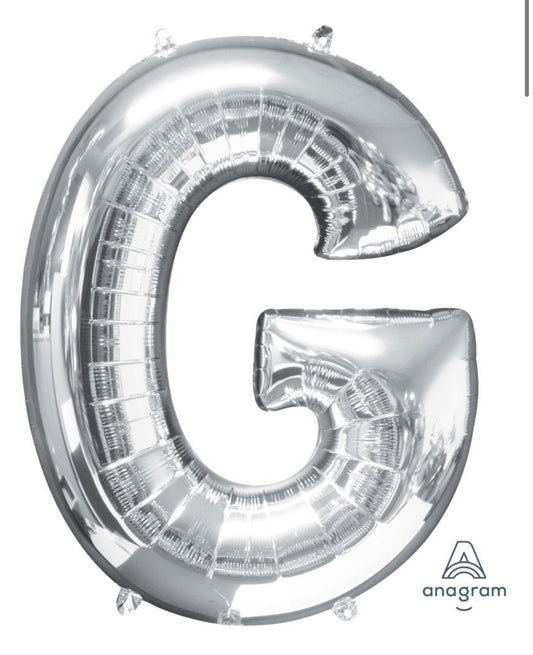 34" Silver Letter G Balloon