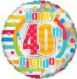18" Happy 40th Birthday Dots & Lines Balloon