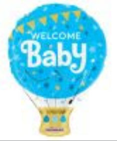 18" Welcome Baby Blue Shape Balloon