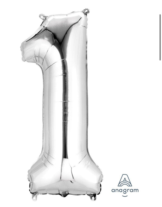 34" Silver Number 1 Balloon
