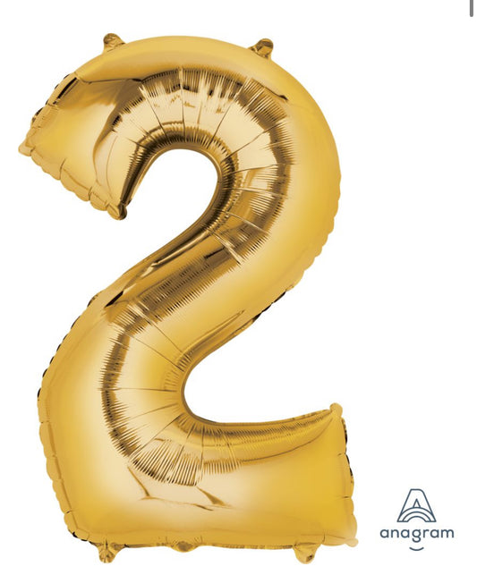 34" Gold Number 2 Balloon