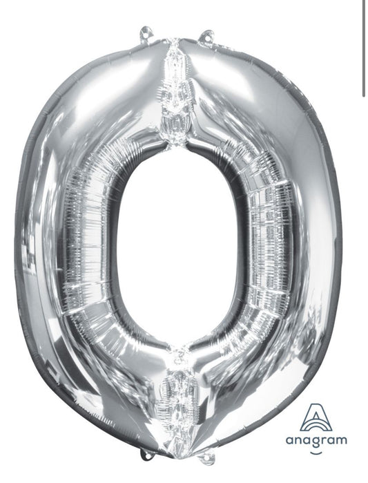 34" Silver Letter O Balloon