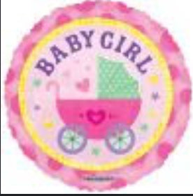 18" Baby Girl Stroller Balloon