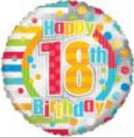 18" Happy 18th Birthday Dots & Lines Balloon