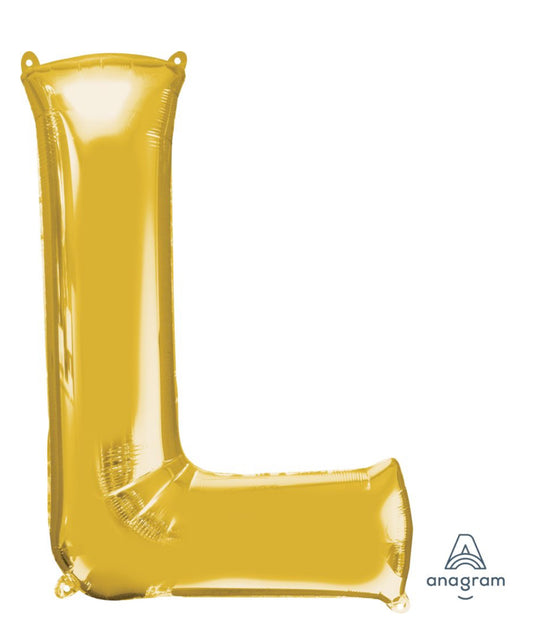 34" Gold Letter L Balloon