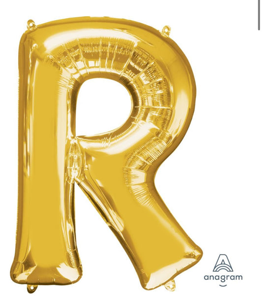34" Gold Letter R Balloon