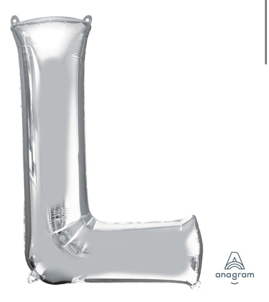 34" Silver Letter L Balloon