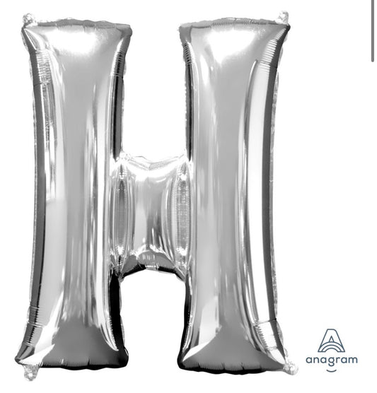 34" Silver Letter H Balloon
