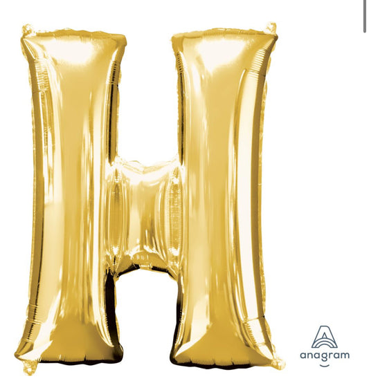 34" Gold Letter H Balloon