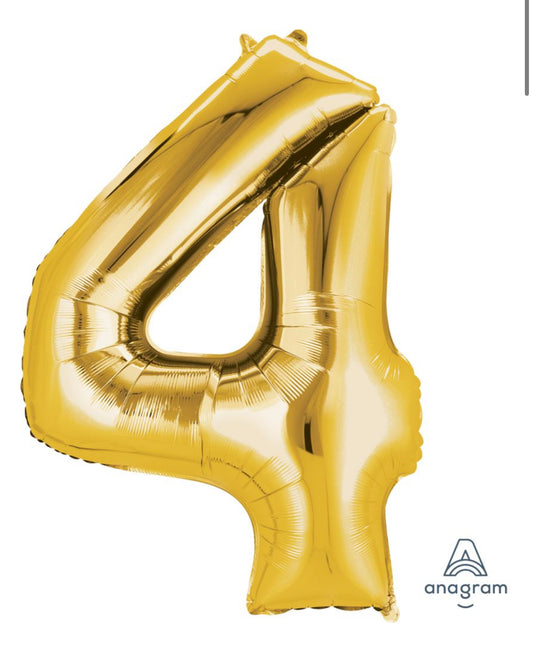 34" Gold Number 4 Balloon