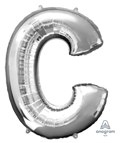 34" Silver Letter C Balloon