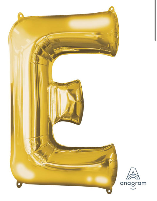 34" Gold Letter E Balloon