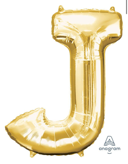34" Gold Letter J Balloon