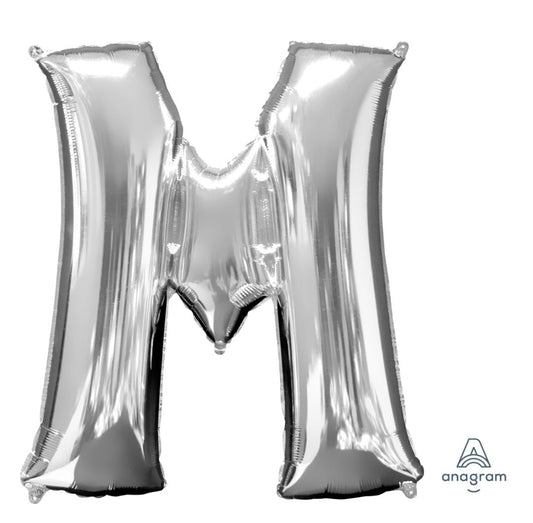 34" Silver Letter M Balloon