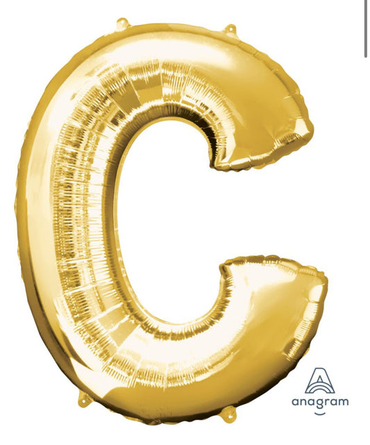 34" Gold Letter C Balloon
