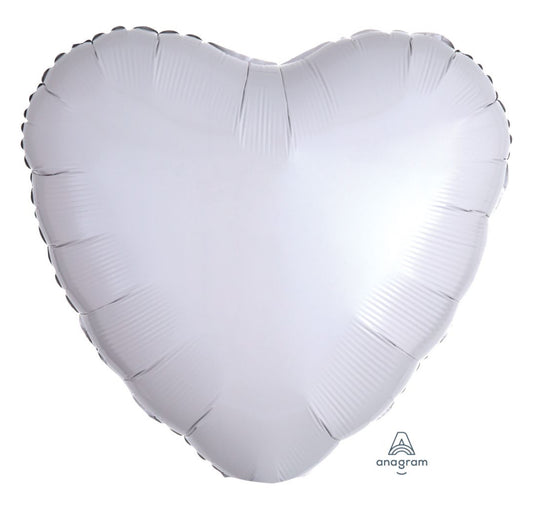 18" Metallic White Heart Flat Balloon