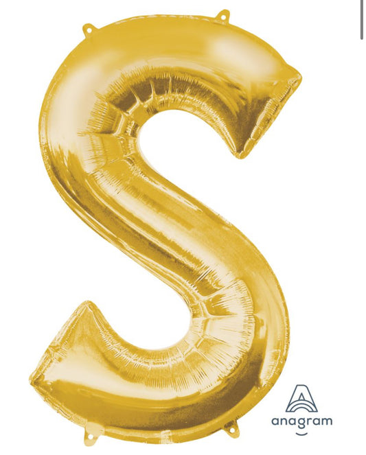 34" Gold Letter S Balloon