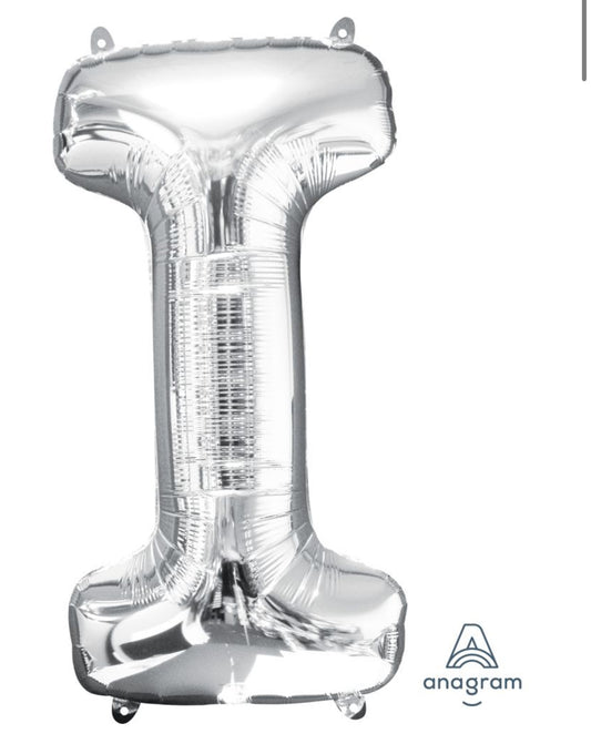 34" Silver Letter I Balloon