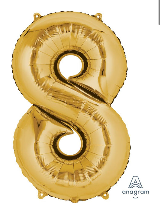 34" Gold Number 8 Balloon