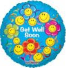 18" Get Well Smiling Flowers Balloon