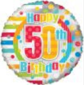 18" Happy 50th Birthday Dots & Lines Balloon