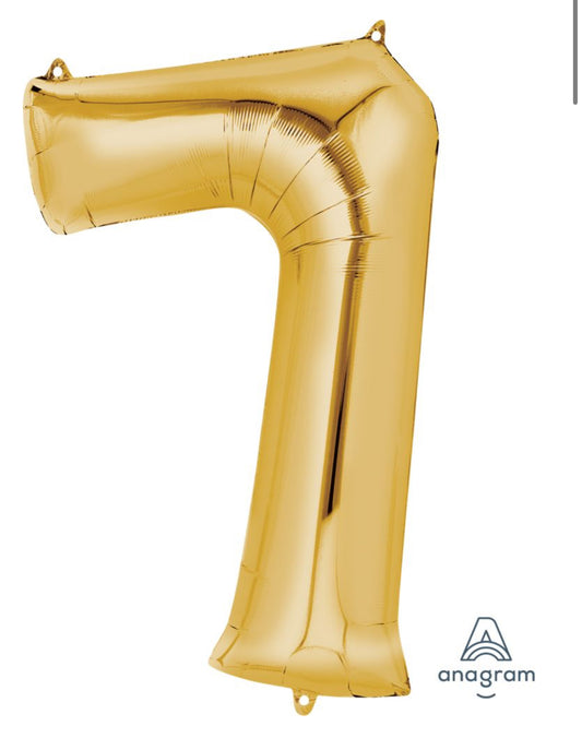 34" Gold Number 7 Balloon