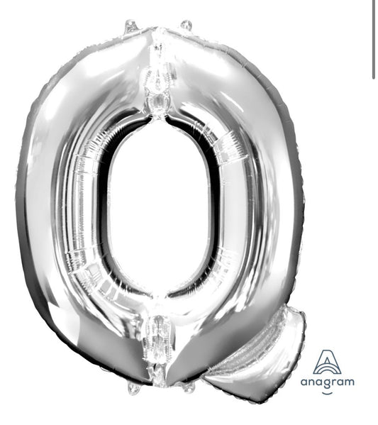 34" Silver Letter Q Balloon