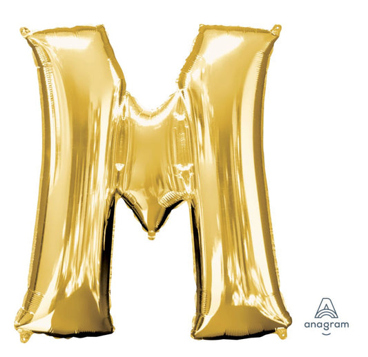 34" Gold Letter M Balloon