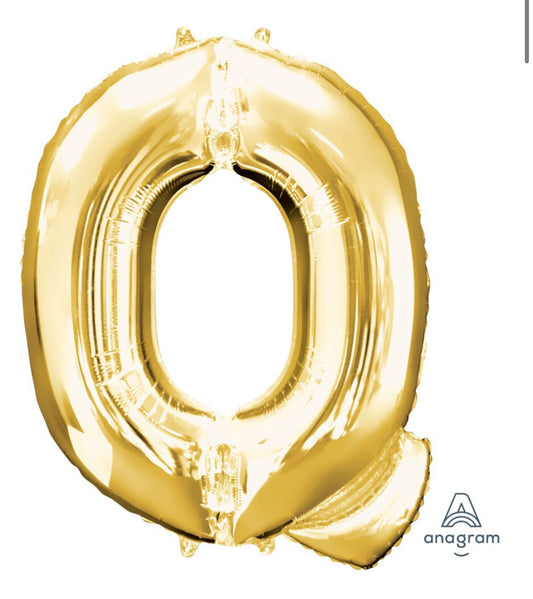 34" Gold Letter Q Balloon