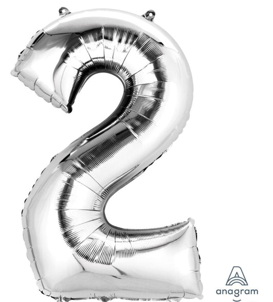 34" Silver Number 2 Balloon
