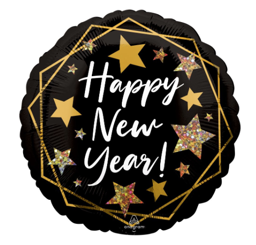 Standard Happy New Year Gold Sparkle Balloon
