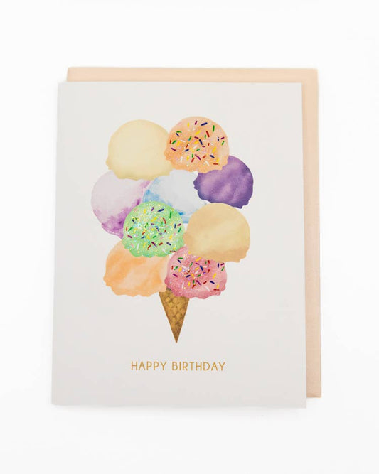 'Scoops of Joy' Ice Cream Birthday Greeting Card
