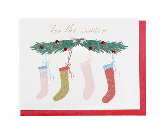 'Stockings of Joy' Festive Christmas Greeting Card